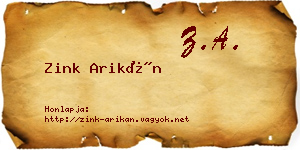 Zink Arikán névjegykártya